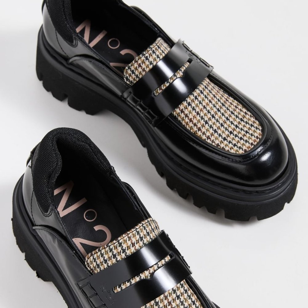 New with Box No. 21 Black Patent Platform Loafers 42 11